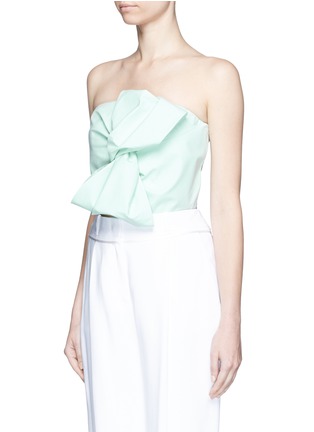 Front View - Click To Enlarge - DELPOZO - Bow front cotton poplin cropped bustier