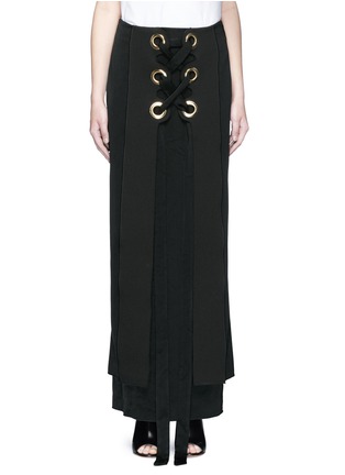 Main View - Click To Enlarge - ELLERY - 'Pont Neuf' lace-up satin crepe maxi skirt