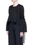 Front View - Click To Enlarge - ELLERY - 'Mountainous' cone sleeve crepe cropped top