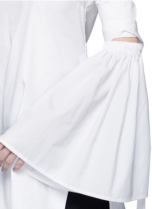 Detail View - Click To Enlarge - ELLERY - 'Cyril' cutout cone sleeve off-shoulder cotton poplin top