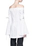 Back View - Click To Enlarge - ELLERY - 'Cyril' cutout cone sleeve off-shoulder cotton poplin top