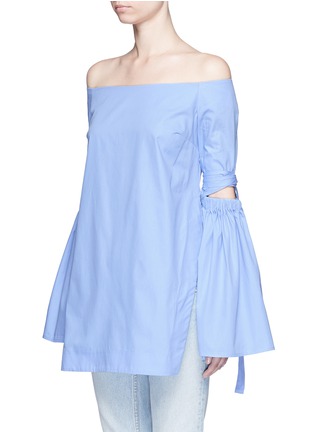 Front View - Click To Enlarge - ELLERY - 'Cyril' cutout cone sleeve off-shoulder cotton poplin top