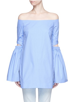 Main View - Click To Enlarge - ELLERY - 'Cyril' cutout cone sleeve off-shoulder cotton poplin top