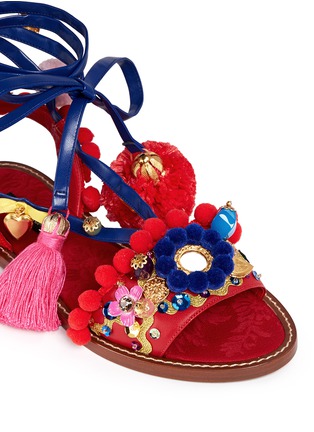 Detail View - Click To Enlarge - - - 'Bianca' Sicilian cartwheel appliqué leather sandals