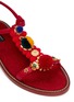 Detail View - Click To Enlarge - - - Pompom floral appliqué T-strap leather sandals