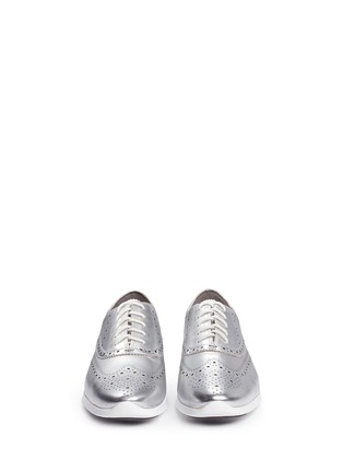 Front View - Click To Enlarge - COLE HAAN - 'ZerøGrand Wing' metallic leather Oxfords