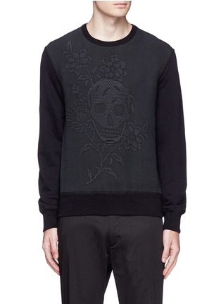 Main View - Click To Enlarge - ALEXANDER MCQUEEN - Floral skull jacquard organic cotton sweatshirt