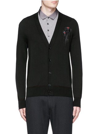 Main View - Click To Enlarge - ALEXANDER MCQUEEN - Dripping flower embroidery cardigan