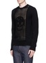 Front View - Click To Enlarge - ALEXANDER MCQUEEN - Skull crochet front wool sweater