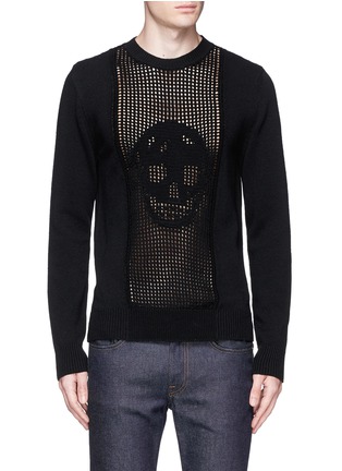Main View - Click To Enlarge - ALEXANDER MCQUEEN - Skull crochet front wool sweater