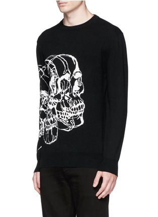 Front View - Click To Enlarge - ALEXANDER MCQUEEN - Skull sketch intarsia wool-cashmere sweater