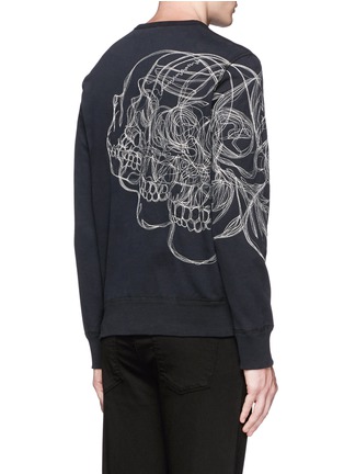 Back View - Click To Enlarge - ALEXANDER MCQUEEN - Skull sketch embroidery organic cotton sweatshirt