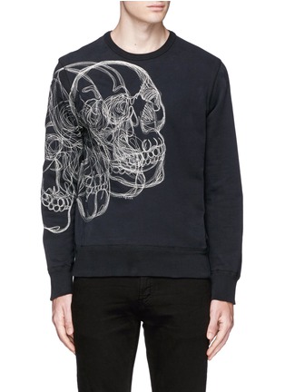 Main View - Click To Enlarge - ALEXANDER MCQUEEN - Skull sketch embroidery organic cotton sweatshirt