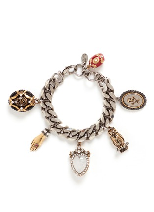 Main View - Click To Enlarge - ALEXANDER MCQUEEN - Vintage effect charms bracelet