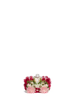 Back View - Click To Enlarge - ALEXANDER MCQUEEN - Classic skull exploding flower box clutch
