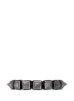 Main View - Click To Enlarge - SHAMBALLA JEWELS - 'Pyramid' black diamond 18k gold bracelet