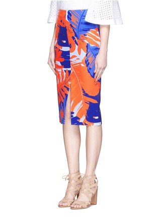 Front View - Click To Enlarge - 72723 - Palm print front split pencil skirt