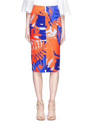 Main View - Click To Enlarge - 72723 - Palm print front split pencil skirt