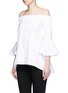 Front View - Click To Enlarge - 72723 - Fringe cotton poplin off-shoulder top