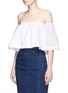 Front View - Click To Enlarge - 72723 - Broderie anglaise cotton off-shoulder top