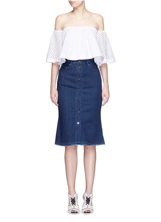 Figure View - Click To Enlarge - 72723 - Button front denim skirt