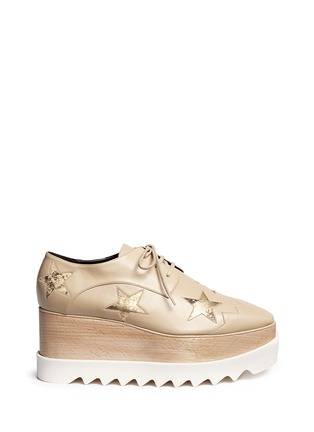 Main View - Click To Enlarge - STELLA MCCARTNEY - 'Elyse' star appliqué wood platform Derbies