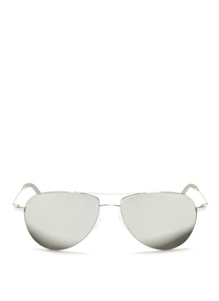 Main View - Click To Enlarge - OLIVER PEOPLES - 'Benedict' double bridge aviator sunglasses