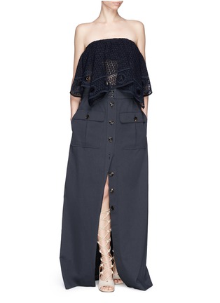 Figure View - Click To Enlarge - CHLOÉ - Button cotton twill maxi skirt