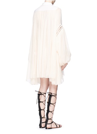 Back View - Click To Enlarge - CHLOÉ - Eyelet lace balloon sleeve tunic dress