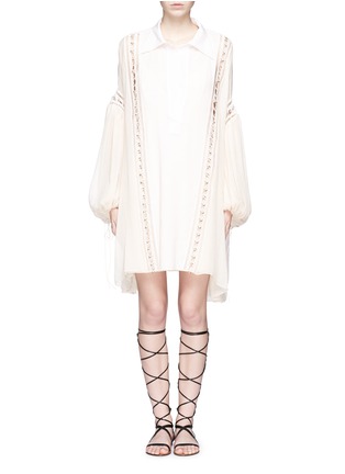 Main View - Click To Enlarge - CHLOÉ - Eyelet lace balloon sleeve tunic dress