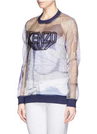 Front View - Click To Enlarge - KENZO - Logo embroidery organza sweatshirt