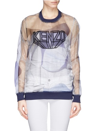 Main View - Click To Enlarge - KENZO - Logo embroidery organza sweatshirt
