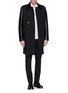 Figure View - Click To Enlarge - NEIL BARRETT - Leather waistband wool crepe tuxedo pants