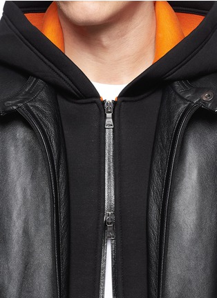 Detail View - Click To Enlarge - NEIL BARRETT - Neoprene hood leather bomber jacket