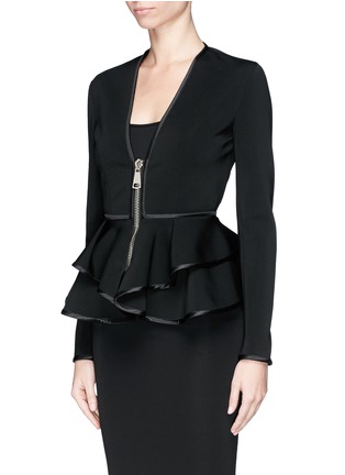 Front View - Click To Enlarge - GIVENCHY - Waterfall peplum double-bonded jersey jacket
