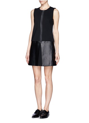 Front View - Click To Enlarge - THEORY - 'Haddie' leather combo shift dress