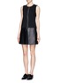 Front View - Click To Enlarge - THEORY - 'Haddie' leather combo shift dress