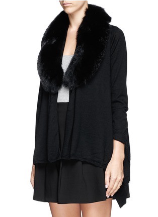 Front View - Click To Enlarge - ALICE & OLIVIA - 'Izzy' fox fur collar open front cardigan