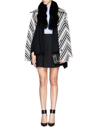 Figure View - Click To Enlarge - ALICE & OLIVIA - 'Izzy' fox fur collar open front cardigan