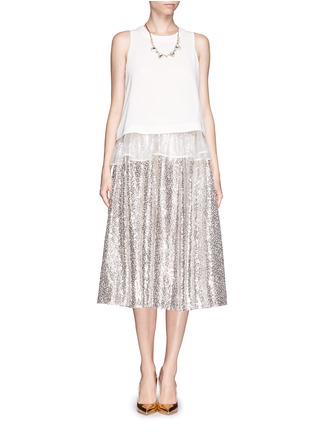 Figure View - Click To Enlarge - ALICE & OLIVIA - 'Justina' nude sequin flare skirt