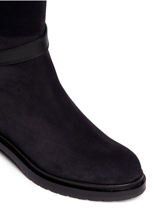Detail View - Click To Enlarge - SERGIO ROSSI - Leather strap suede biker boots
