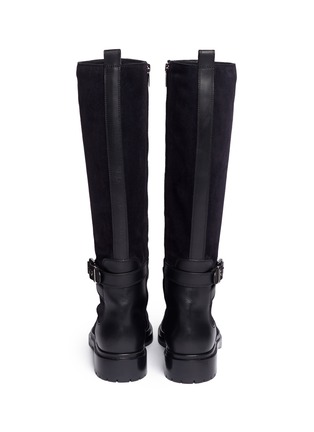 Back View - Click To Enlarge - SERGIO ROSSI - Leather strap suede biker boots