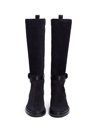 Figure View - Click To Enlarge - SERGIO ROSSI - Leather strap suede biker boots