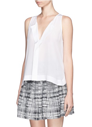 Front View - Click To Enlarge - ALICE & OLIVIA - Faux placket silk sleeveless blouse