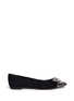 Main View - Click To Enlarge - SERGIO ROSSI - Glam crystal and spike suede flats
