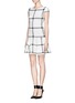 Figure View - Click To Enlarge - ALICE & OLIVIA - "Selma" checkered drop waist dress