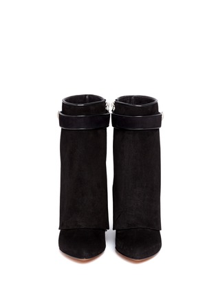 Figure View - Click To Enlarge - GIVENCHY - Shark tooth turn lock suede wedge boots