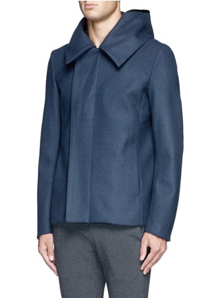 Front View - Click To Enlarge - ATTACHMENT - Wide lapel wool-cashmere hood coat