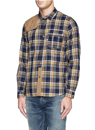 Front View - Click To Enlarge - WHITE MOUNTAINEERING - Herringbone plaid cotton shirt