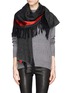 Figure View - Click To Enlarge - ARMANI COLLEZIONI - Tassel basketweave wool-silk scarf